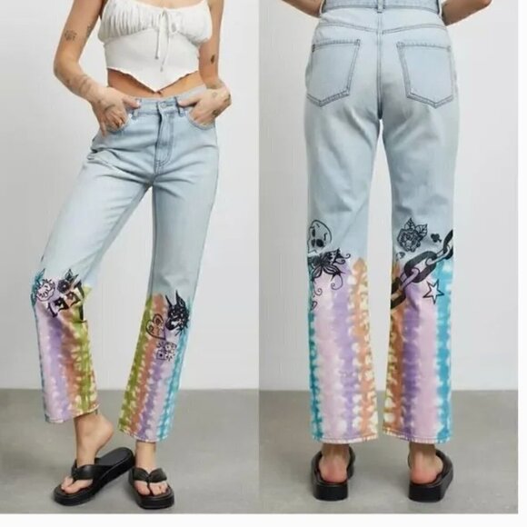 BDG High-Waisted Cowboy Jean Isabel Painted Size 25 - Picture 2 of 9